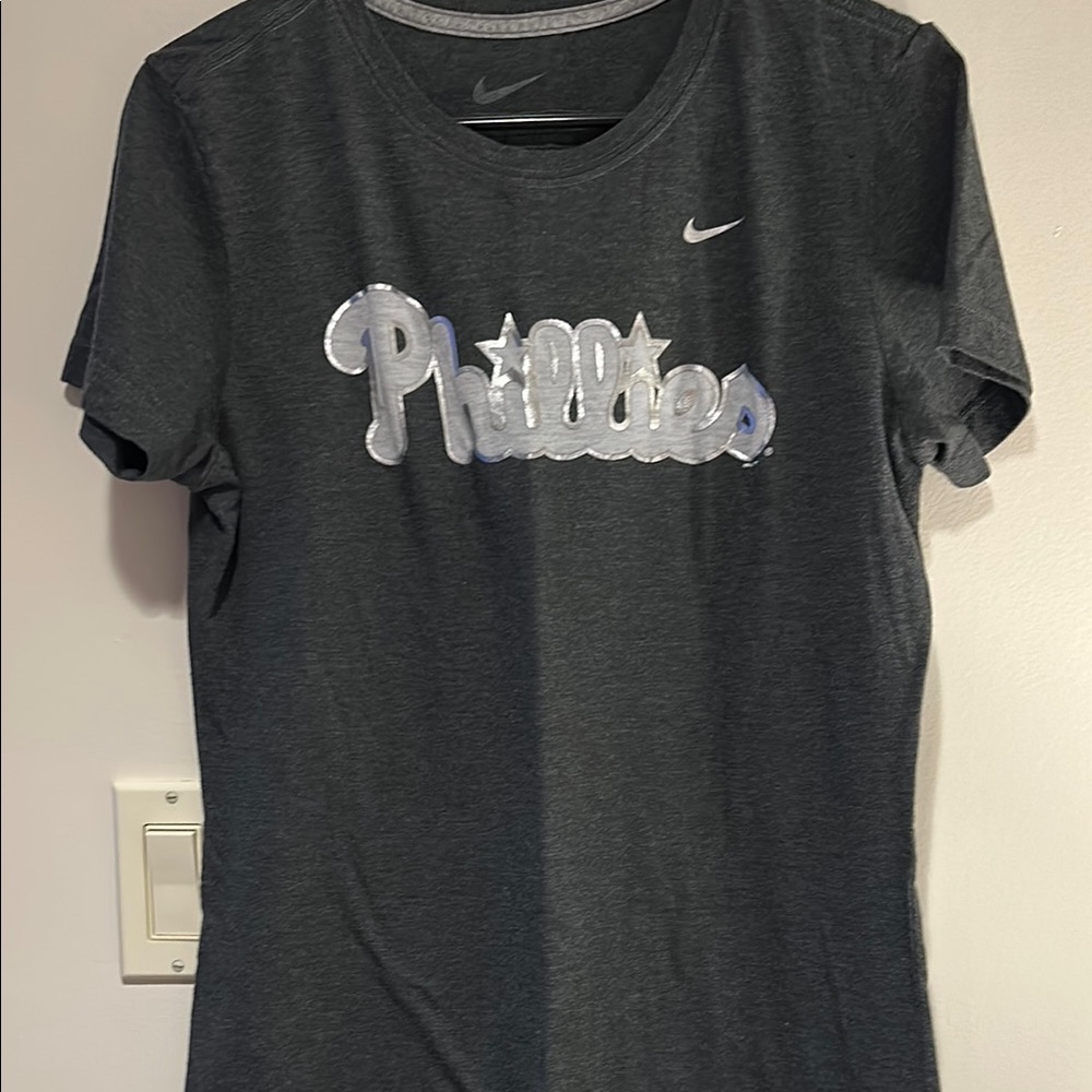 Nike Dark Gray Phillies Tee with Silver Logo